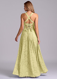 Azazie Francis Bridesmaid Dresses Lemon Sorbet A-Line Corset Floral Burnout Dress image6