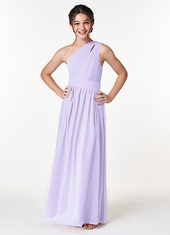 Azazie Molly A-Line Pleated Chiffon Floor-Length Junior Bridesmaid Dress image3