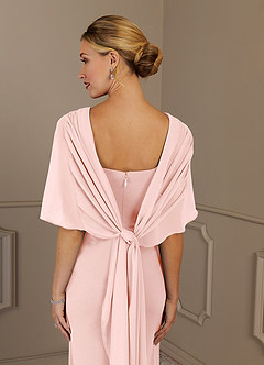 Azazie Dion Mother of the Bride Dresses Blushing Pink Sheath Scoop Stretch Crepe Dress image7