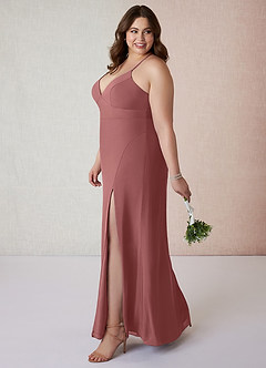 Azazie Becca Bridesmaid Dresses Amethyst Sheath V-Neck Chiffon Dress image9