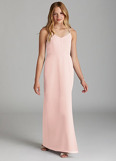 Azazie Becca Junior Robe Sirène en Mousseline de soie Rose Pétale image5