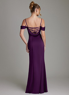 Azazie Nira Bridesmaid Dresses Grape Mermaid Corset Stretch Satin Dress image8