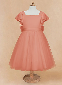 Azazie Kaeya Robe Demoiselle D'honneur Fillette Robe Trapèze en Tulle Arc Mai Tai image5