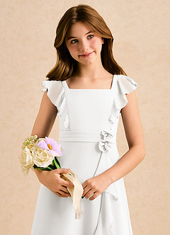 Azazie Soso Girls Formal Sukienki dla dziewczynek sypiących kwiaty Linia A Pofałdowany Szyfon Długość podłogi Sukienka image6