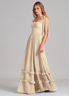 Azazie Anastacia 신부 들러리 드레스 A라인 스윗하트 네크라인 쉬폰 바닥 길이 드레스 image5