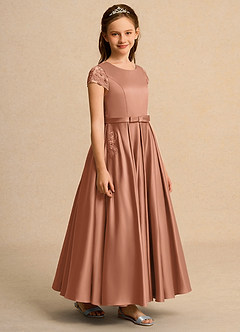 Azazie Bunny Junior Formal Robe Demoiselle D'honneur Fillette Robe Princesse en Dentelle Bronze image5