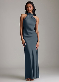 Azazie Cassiana Bridesmaid Dresses Twilight Mermaid Pleated Stretch Satin Dress image1