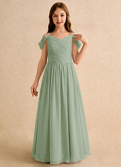 Azazie Chelo Junior Formal Flower Girl Klänningar Klä A-Linje i Chiffong Plisserad image5