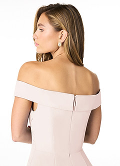 Azazie Lecia Brautjungfernkleider Wandelbar Empire Schulterfrei, plissiert Chiffon Kleid Blassrosa image7