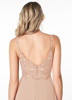 Azazie Lena Bridesmaid Dresses English Rose A-Line Lace Chiffon Dress image8