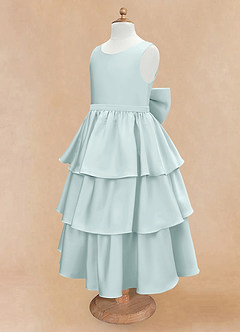 Azazie Margie Flower Girl Dresses Mist A-Line Bow Stretch Satin Dress image6