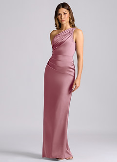 Azazie Akilah Bridesmaid Dresses Vintage Mauve Mermaid One Shoulder Stretch Satin Dress image6