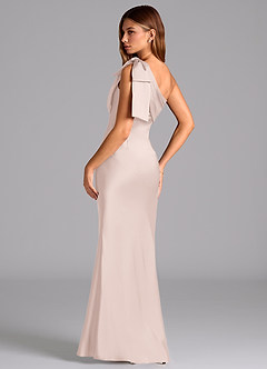 Azazie Yuanna Bridesmaid Dresses Blushing Pink Mermaid One Shoulder Stretch Satin Dress image6