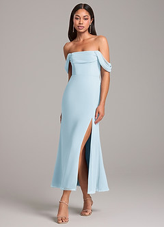 Azazie Saige Bridesmaid Dresses Sky Blue Sheath Off the Shoulder Chiffon Convertible Dress image3