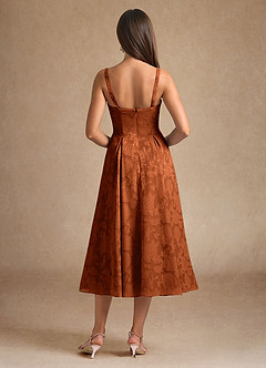 Azazie Lorain vestidos de madre de la novia Vestido de Naranja Quemada de Devorado Floral de Corte en A con Plisado image8