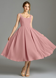 Azazie Amalie Bridesmaid Dresses Dusty Rose A-Line Pleated Chiffon Dress image5