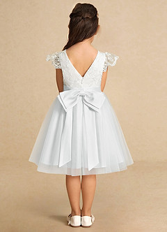 Azazie Vetty Flower Girl Dresses Diamond White A-Line Lace Tulle Dress image7