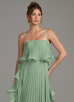 Azazie Alexia Robes de demoiselle d'honneur Robe Trapèze en Mousseline de soie Rayé Matcha image2