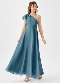 Azazie Arabella Junior Abito A-Line in Chiffon Increspato Bermuda image4