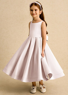 Azazie Babs Flower Girl Dresses Rose Petal Ball-Gown Pleated Matte Satin Dress image5