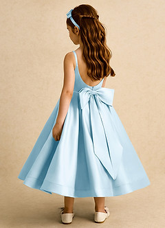 Azazie Babs Flower Girl Dresses Sky Blue Ball-Gown Pleated Matte Satin Dress image1