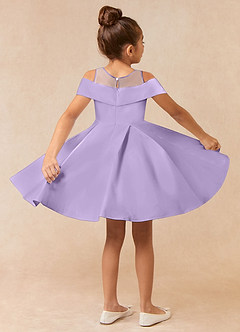 Azazie Shirin Flower Girl Dresses Lilac A-Line Off the Shoulder Matte Satin Dress image3