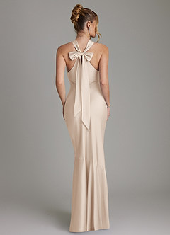 Azazie Reign Bridesmaid Dresses White Alabaster Mermaid Pleated Stretch Satin Dress image2