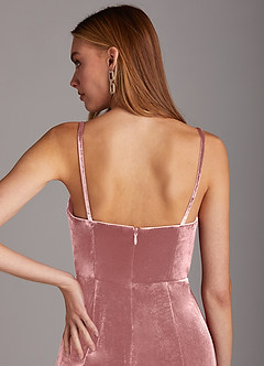 Azazie Solange Vente Finale Robe Fourreau en velours Plissée Black image5