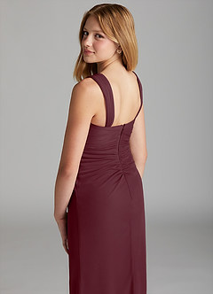 Azazie Jesaphine Junior Cabernet Sheath Pleated Mesh Dress image6