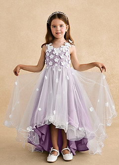 Azazie Celia Flower Girl Dresses Wisteria A-Line Lace Tulle Dress image4