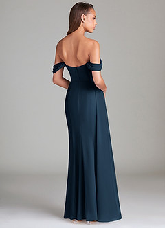 Azazie Amyra Bridesmaid Dresses Dark Navy Sheath Off the Shoulder Chiffon Convertible Dress image4