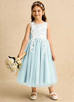 Azazie Sundae Flower Girl Dresses Sea Glass Ball-Gown Lace Dress image3