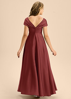 Azazie Rowena Junior Terracotta A-Line Bow Stretch Satin Dress image5
