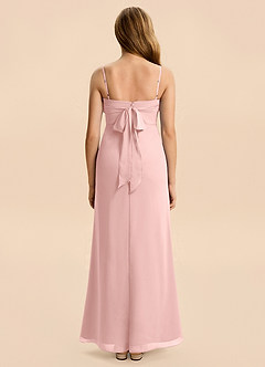 Azazie Nettie Junior Powder Pink A-Line Pleated Chiffon Dress image2