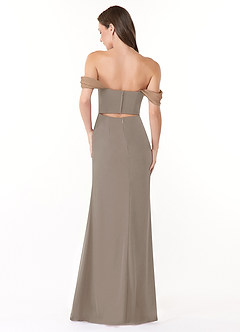 Azazie Lynnie Bridesmaid Dresses Taupe Mermaid Off the Shoulder Chiffon Convertible Dress image4