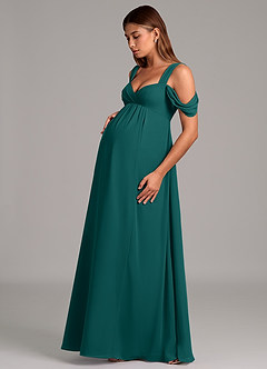 Azazie Rhea Maternity Bridesmaid Dresses A-Line Pleated Chiffon Floor-Length Dress image3