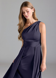 Azazie Dallas Bridesmaid Dresses Stormy A-Line One Shoulder Stretch Satin Dress image6