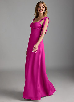 Azazie Lizet Bridesmaid Dresses Fuchsia A-Line Sweetheart Neckline Chiffon Dress image4