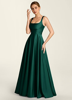 Margot Cazador Verde Vestido de corte A con corsé de satén image3