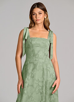 Azazie Debra 신부 들러리 드레스 A라인 포켓이 있는 플로럴 번아웃 바닥 길이 드레스 image2