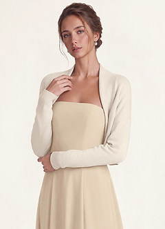 front Soft Wool-Blend Long-Sleeve Cropped Shrug