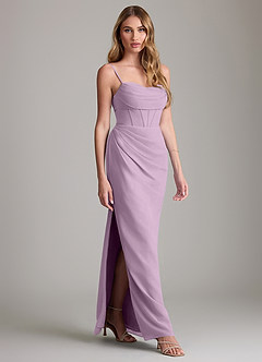 Azazie Mai Bridesmaid Dresses Wisteria Sheath Pleated Chiffon Dress image3