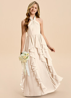 Azazie Daisy Junior White Alabaster A-Line Chiffon Dress image3