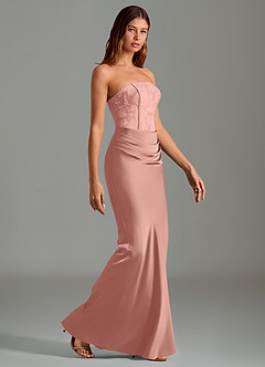 Azazie Emilia Bridesmaid Dresses Rosette Mermaid Strapless Stretch Satin Dress image3