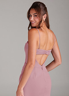 Azazie Leonis Bridesmaid Dresses Vintage Mauve Sheath Strapless Stretch Crepe Convertible Dress image4