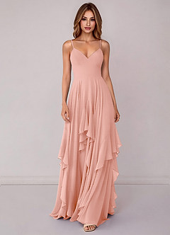 Azazie Zaina Bridesmaid Dresses Rosette A-Line Chiffon Dress image4