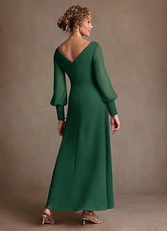 Azazie Paterson Mother of the Bride Dresses Dark Green A-Line Pleated Chiffon Dress image2