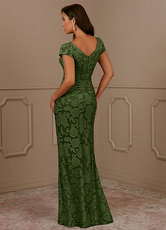 Azazie Roya Mother of the Bride Dresses Olive Mermaid Ruched Floral Burnout Dress image3