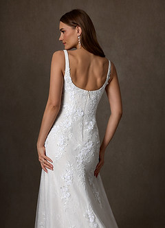 Azazie Rosalie Wedding Dresses Diamond White A-Line Lace Dress image4