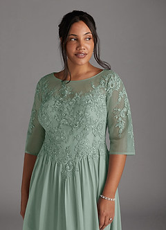 Azazie Mirielle vestidos de madre de la novia Vestido Agave de Gasa de Corte en A con Encaje Scoop image12
